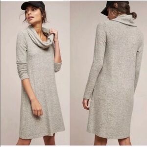 Anthropologie Heathered Taupe & Gray Cowl Neck, Relaxed Sweater Dress NWT Sz XL